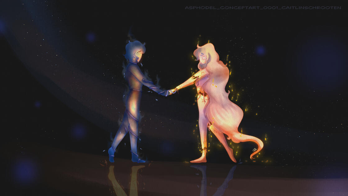 EarlyConceptArt_ OrpheusandEurydiceinAsphodel